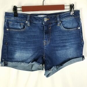 Vigoss Womens Marley Denim Shorts Blue Distressed Raw Hem Cuffed Size 29